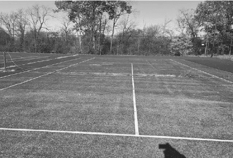 Black and white photo of an unused lot