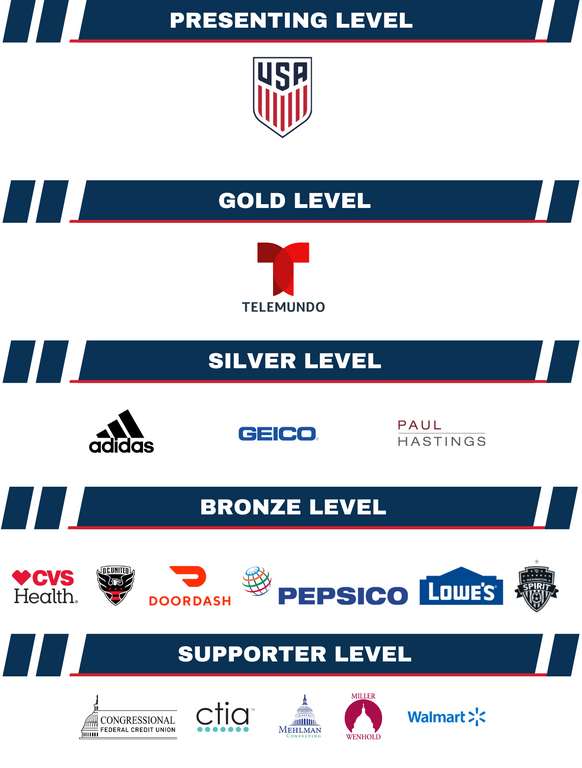 Sponsor levels for the 2024 Congressional Soccer Match
