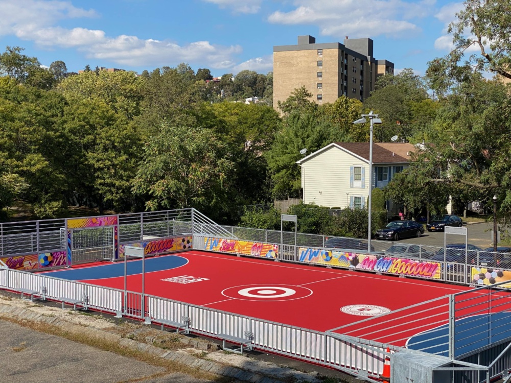 red and blue mini-pitch at Stefanik park in yonkers ny