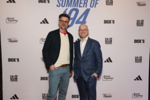 Directors of Summer of '94 in front of Summer of '94 step and repeat